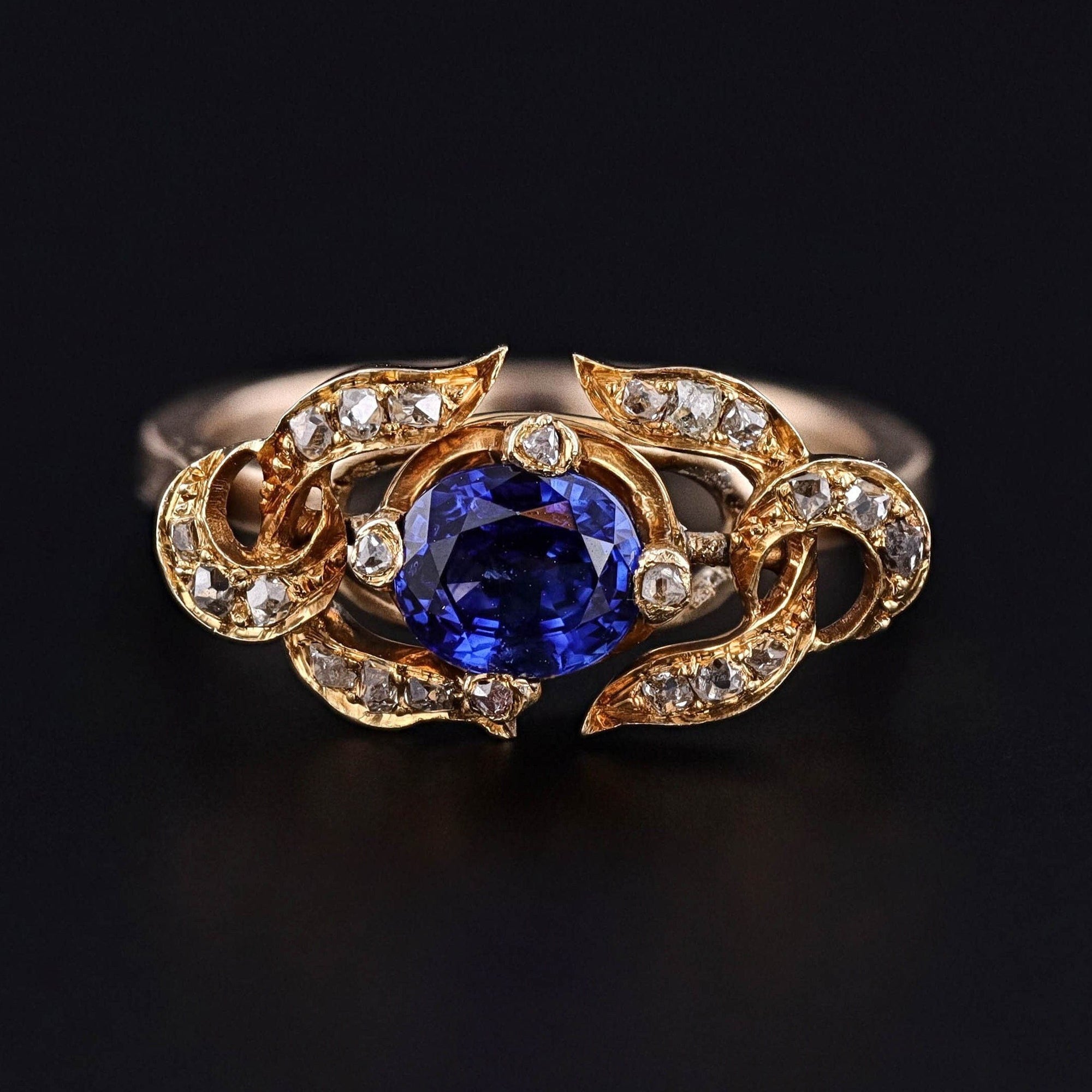 Antique Sapphire and Diamond Conversion Ring
