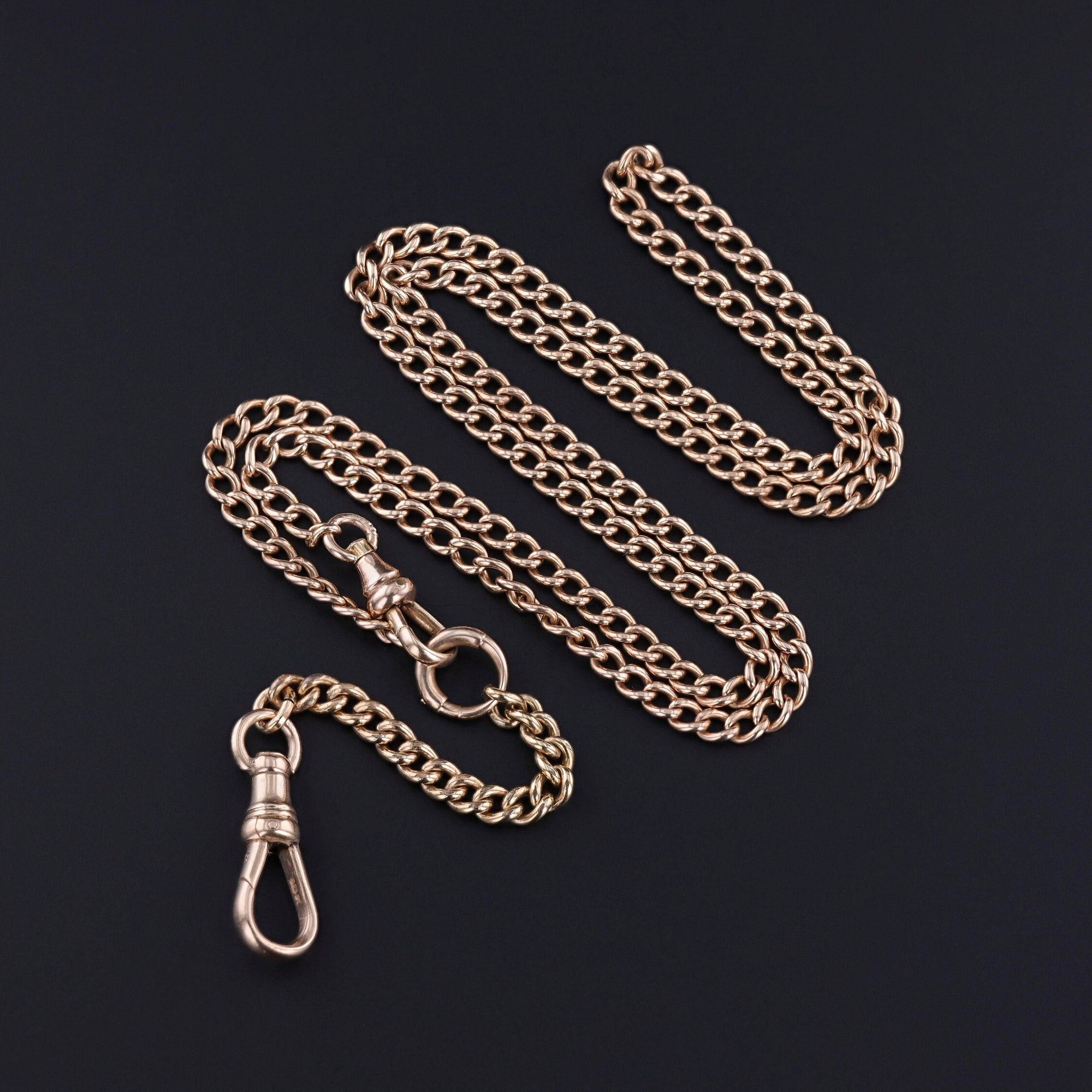 Victorian Watch Chain of 10k Rose Gold