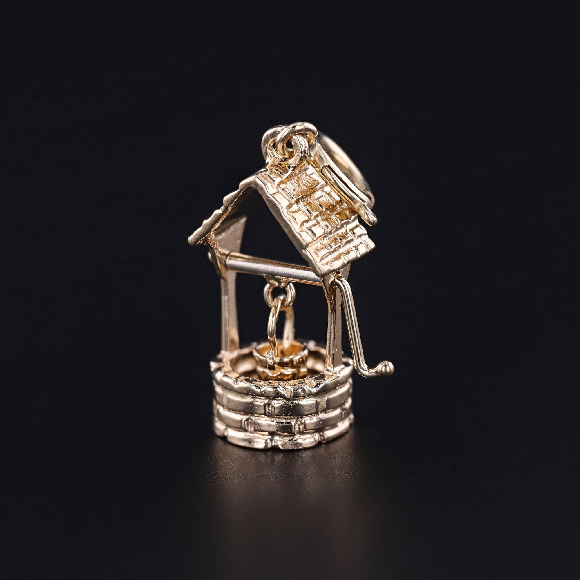 Vintage Wishing Well Charm of 14k Gold