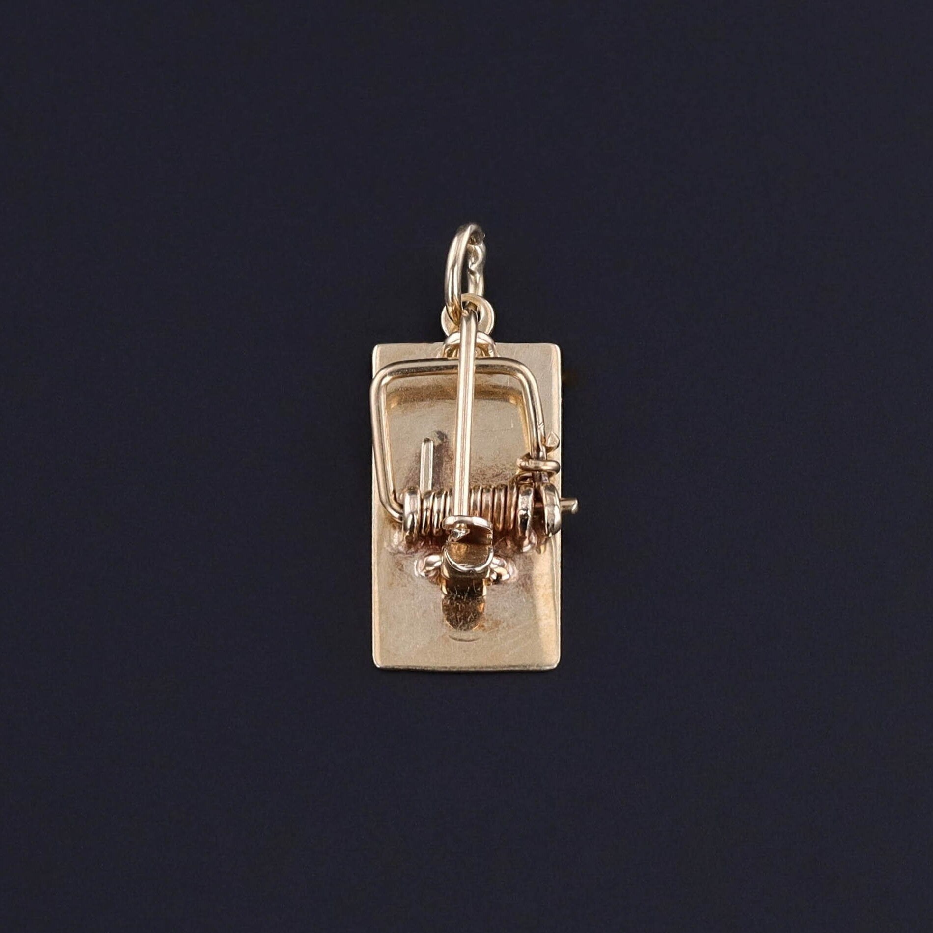 Vintage Mouse Trap Charm of 14k Gold