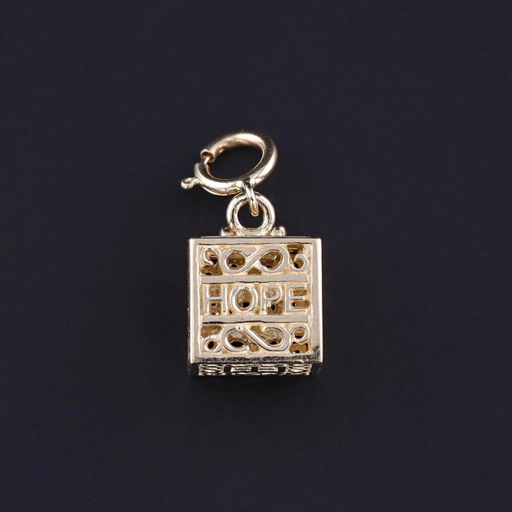 Moveable Affirmation Faith and Hope Charm of 14k Gold