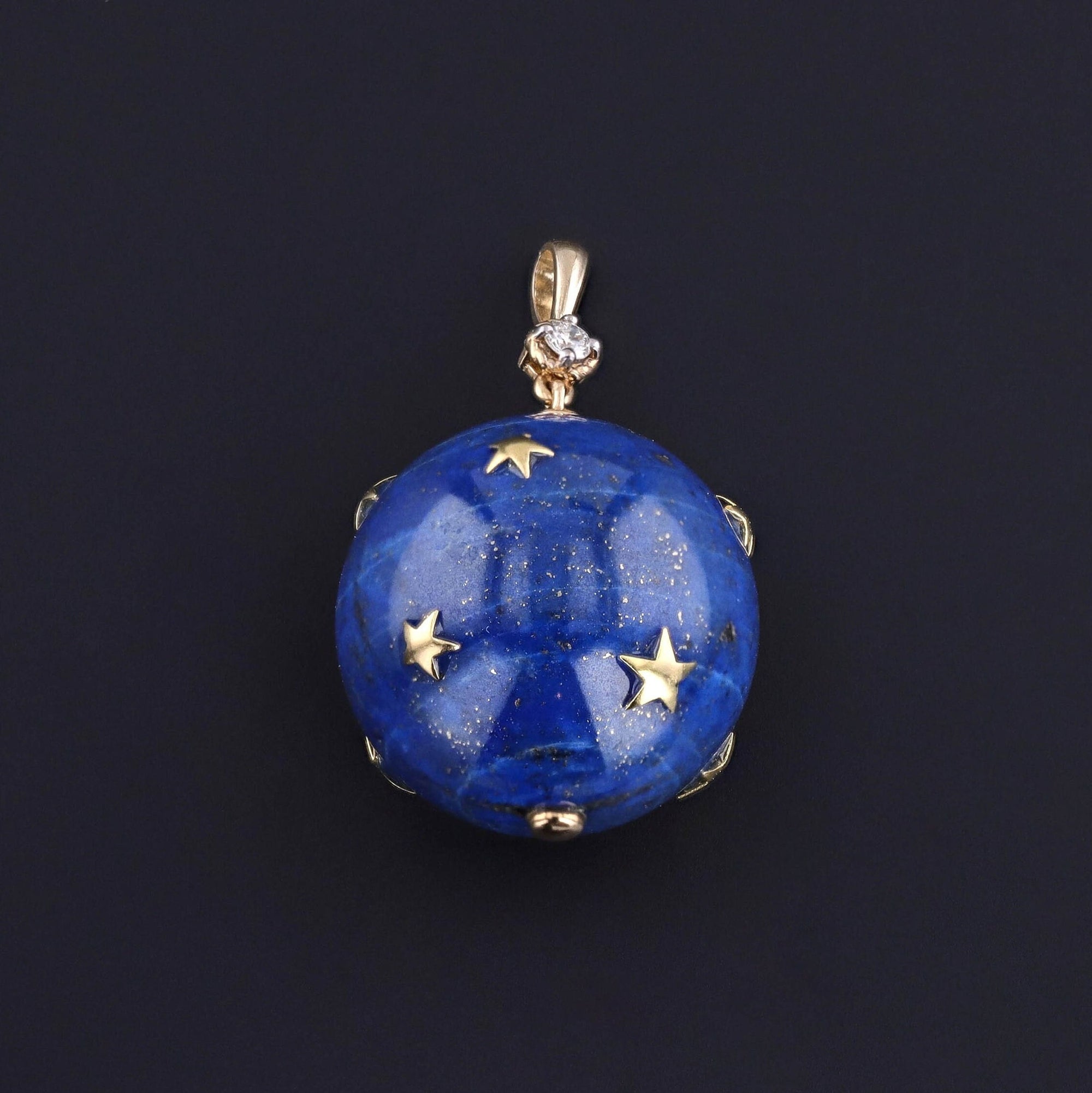 Vintage Lapis Lazuli and Diamond Star Pendant