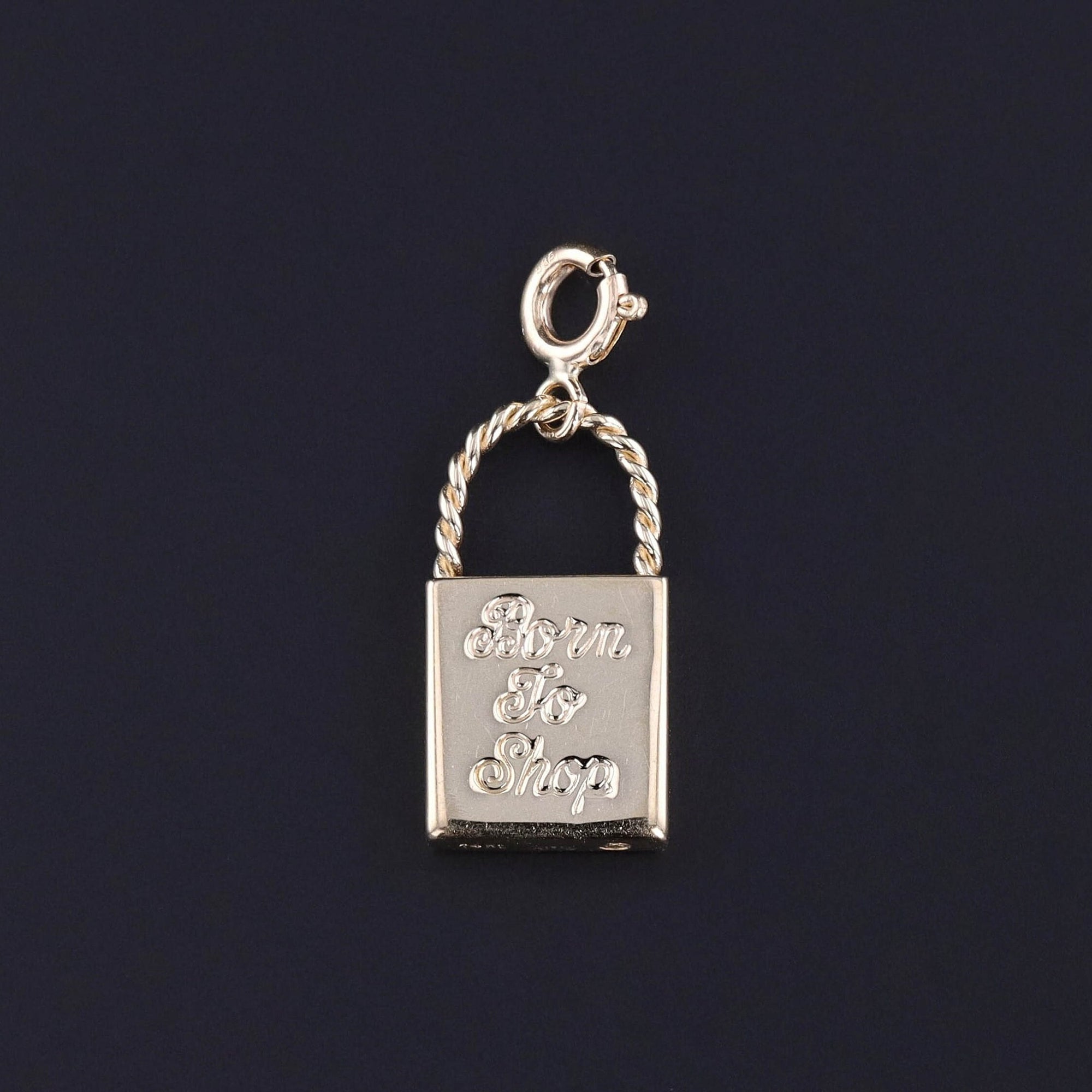 Vintage 'Born to Shop' Charm of 14k Gold