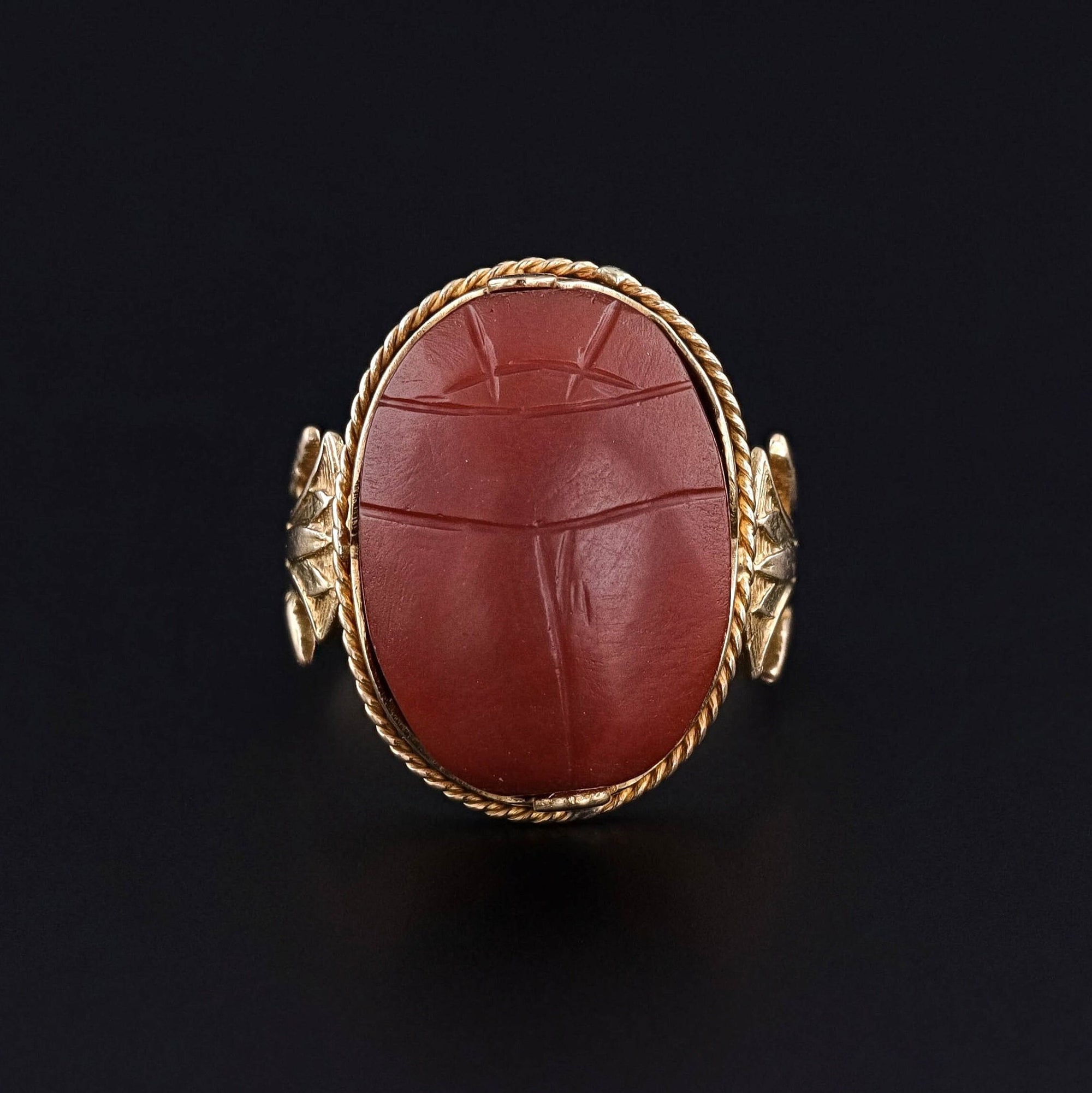 Antique Carnelian Scarab Ring of 18k Gold