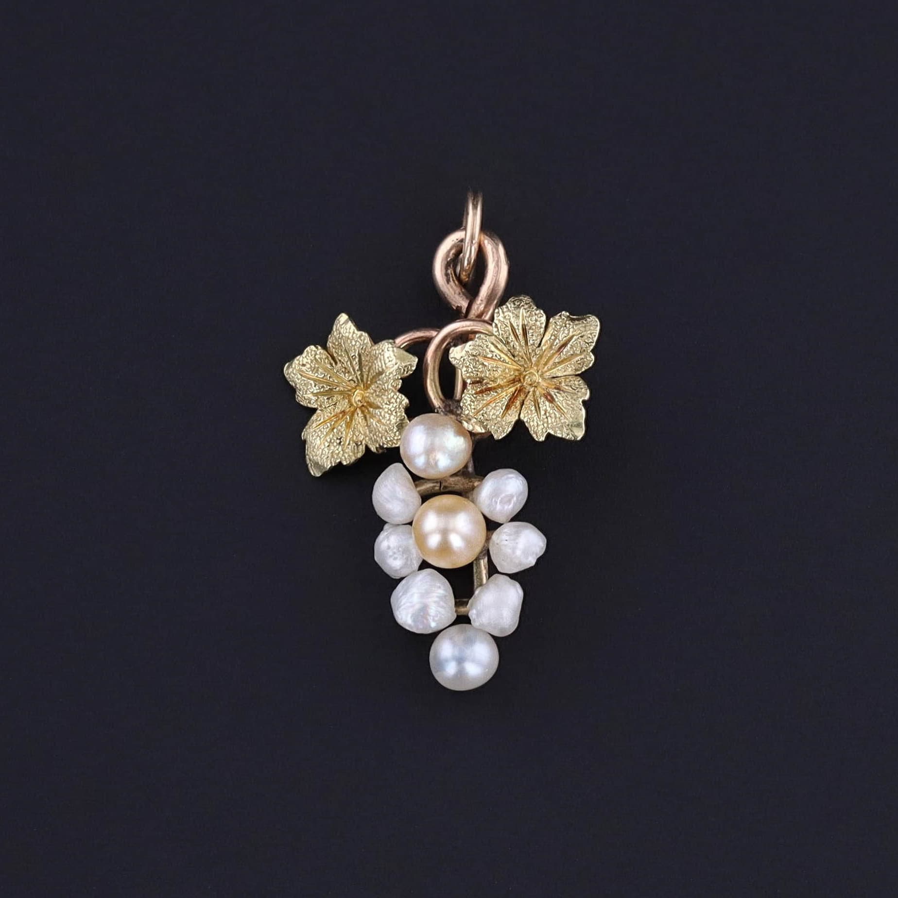 Antique Pearl Grape Charm of 10k Gold