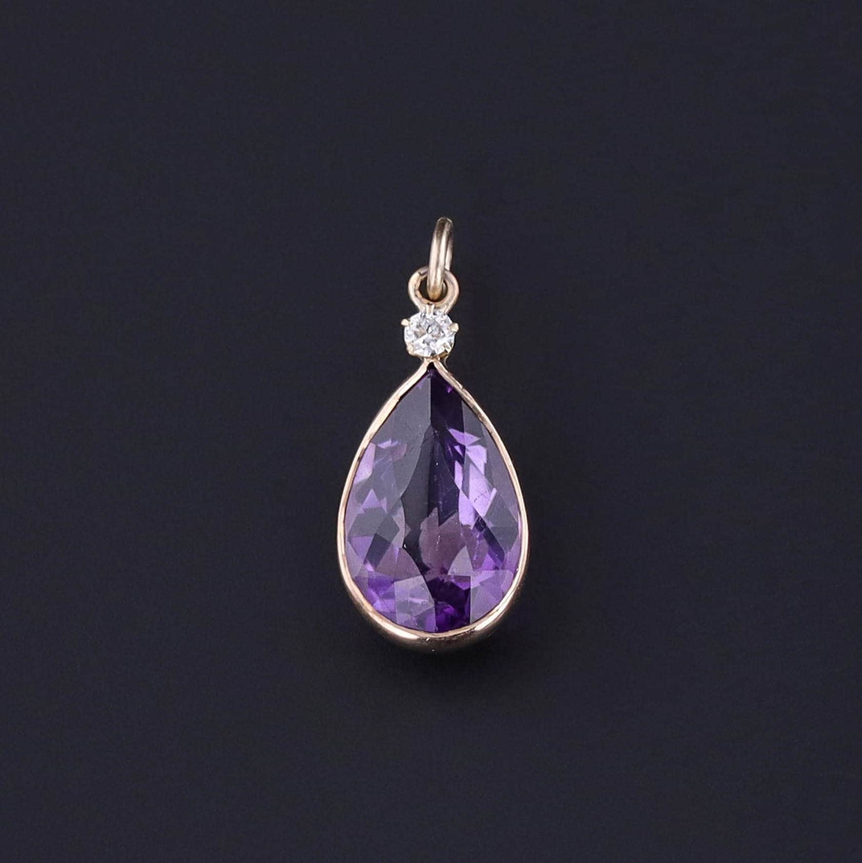 Antique Amethyst Conversion Charm of 14k Gold