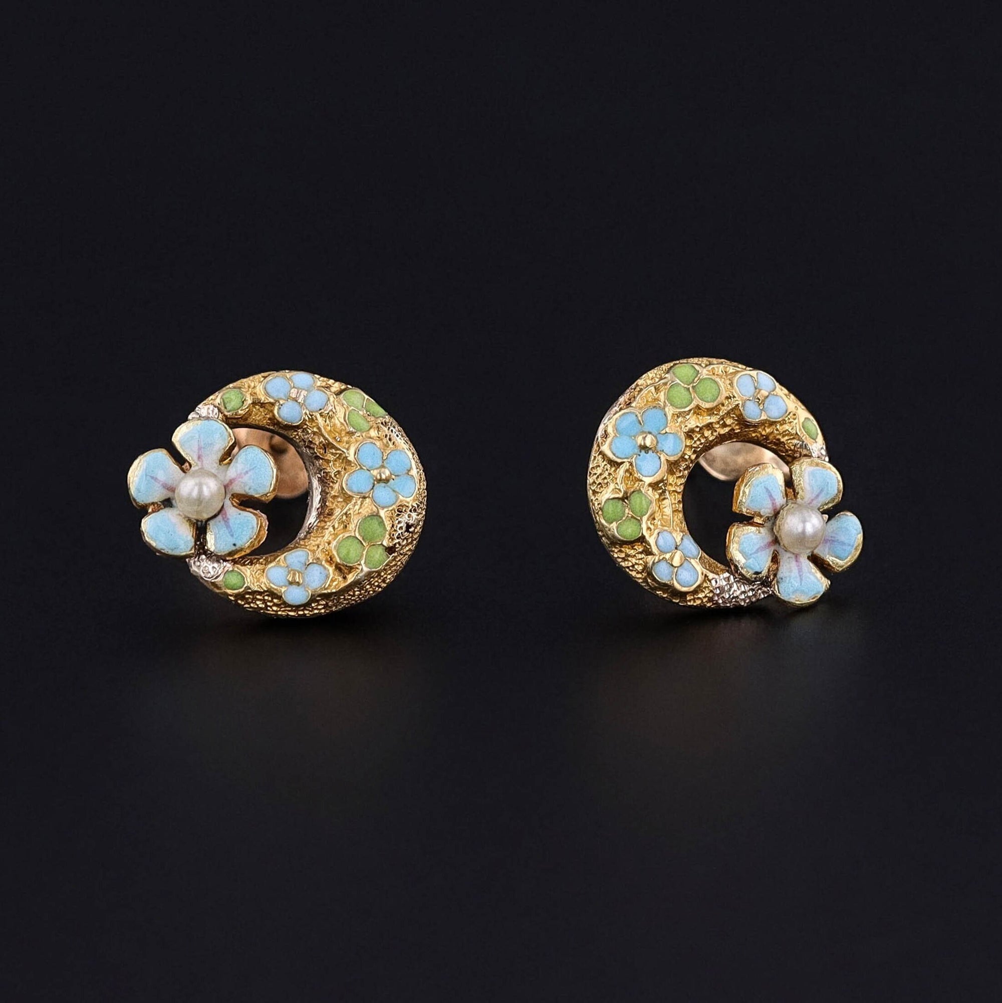 Antique Honeymoon Earrings of 14k Gold