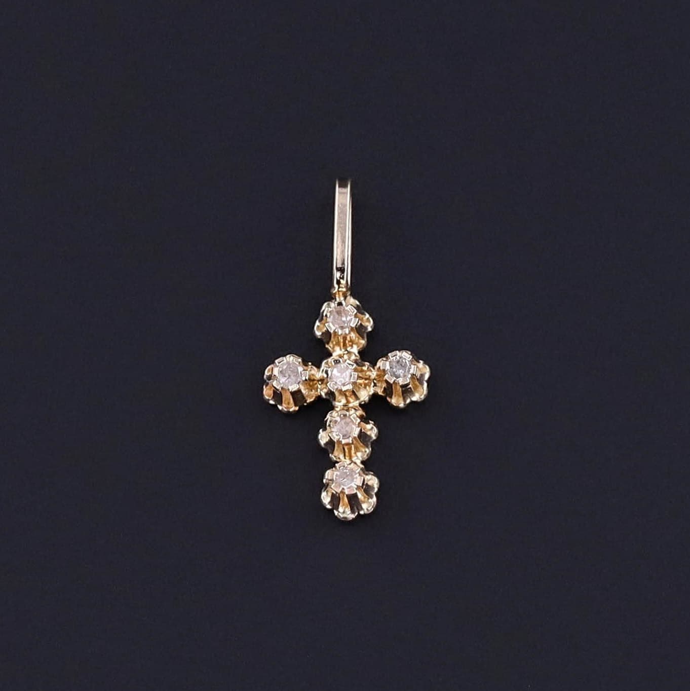 Vintage Diamond Cross Pendant of 14k Gold