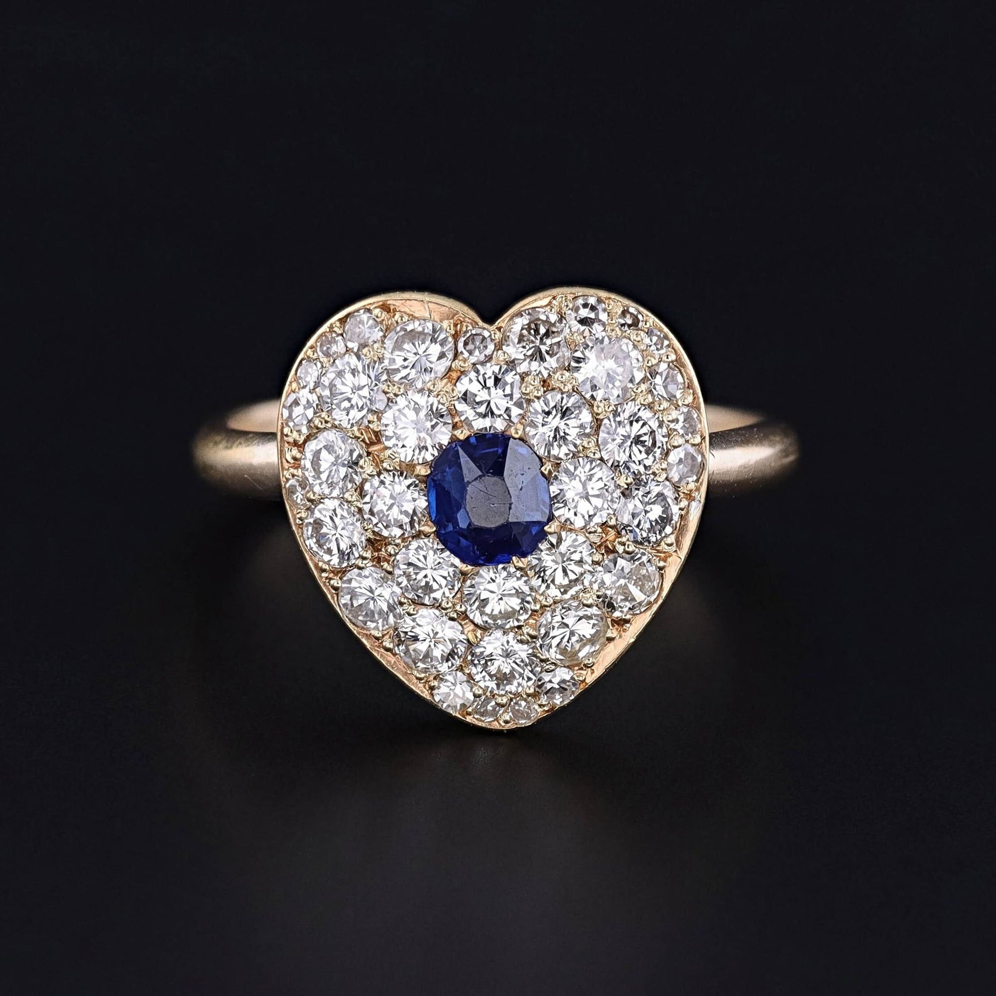 Vintage Diamond Heart Ring of 14k Gold