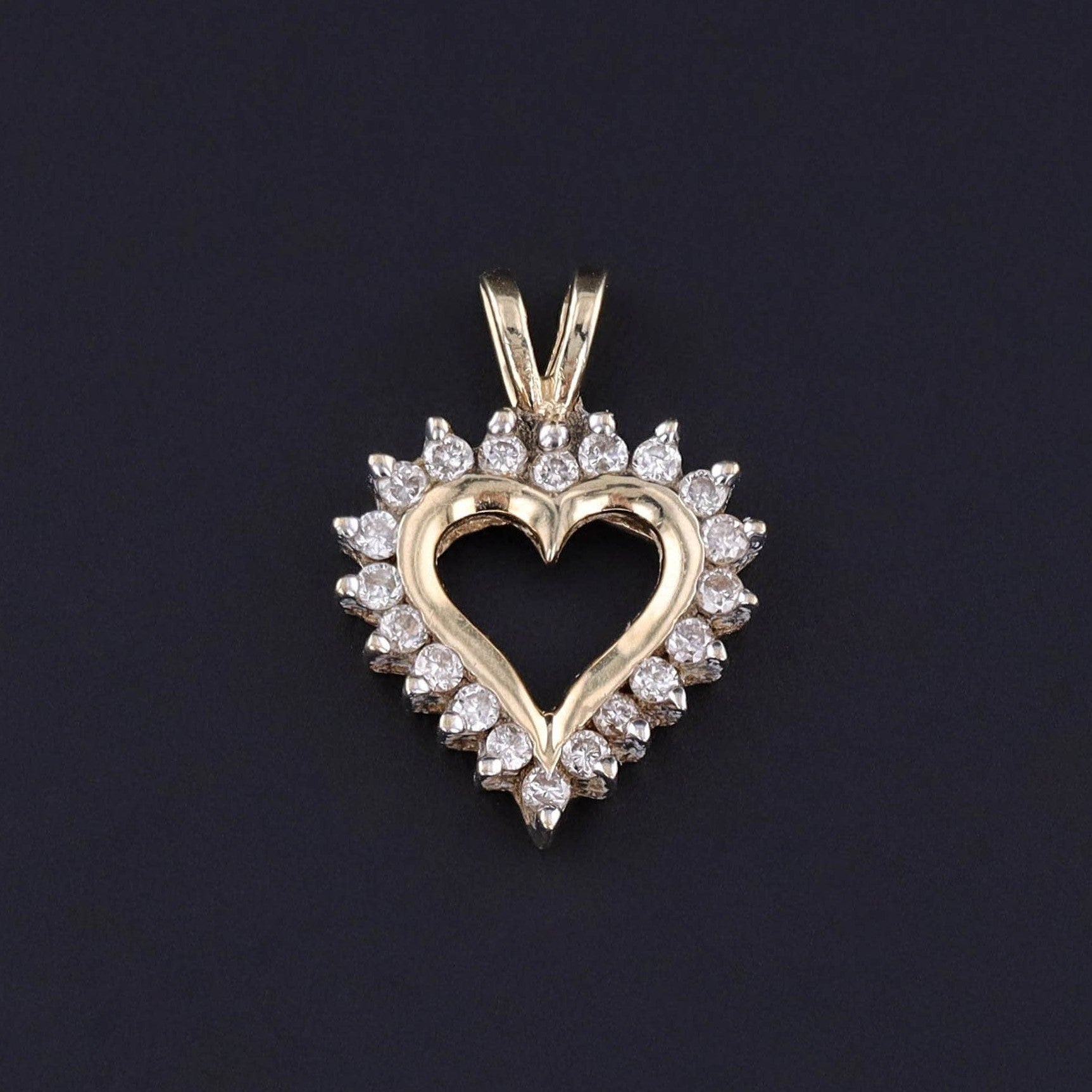 Vintage Diamond Heart Pendant of 14k Gold