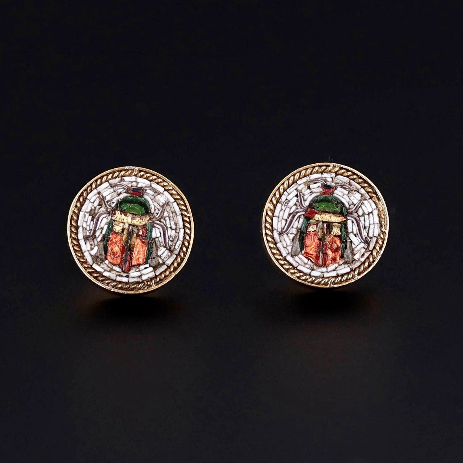 Insect Earrings | Micromosaic Earrings - Trademark Antiques