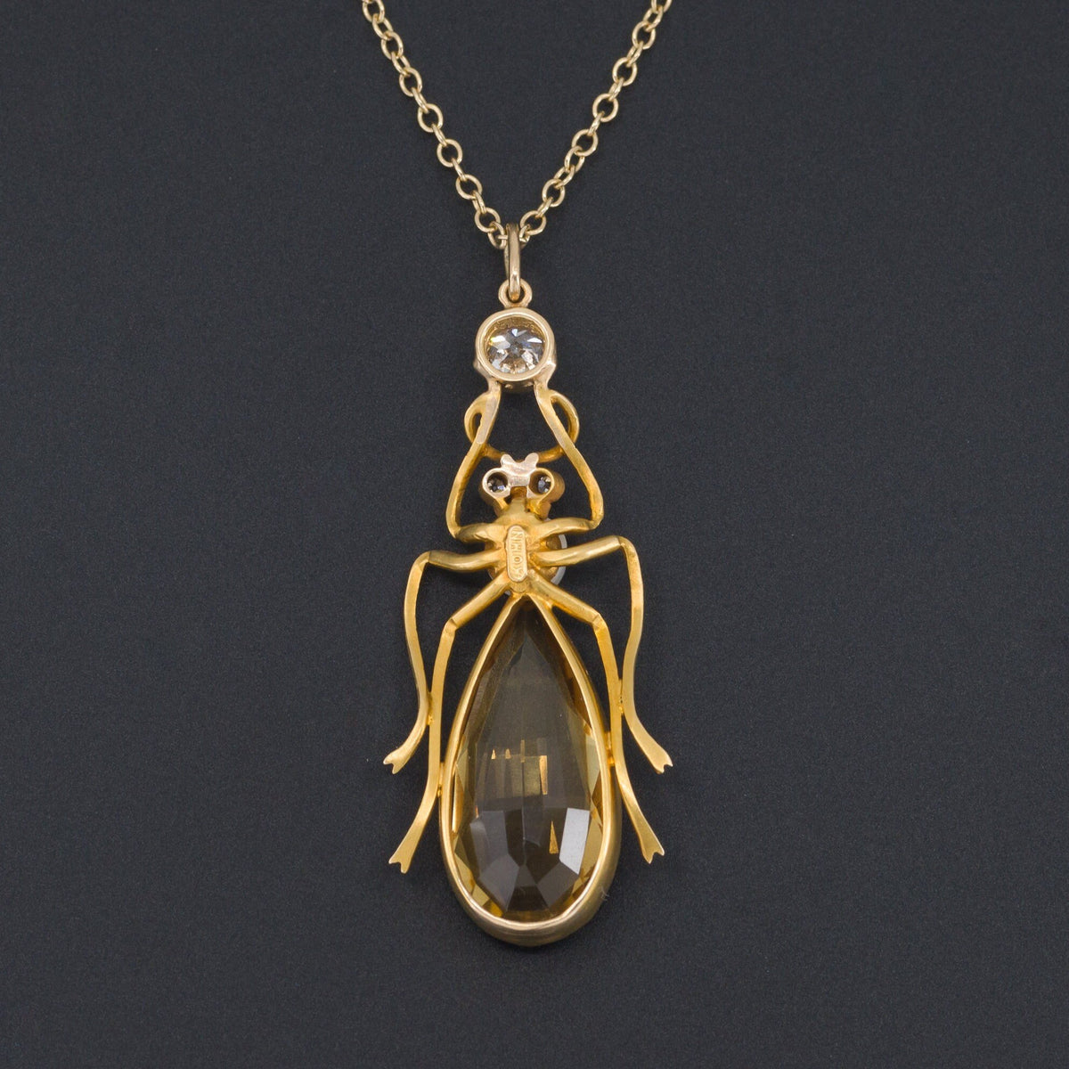 Insect Pendant | Citrine &amp; Diamond Insect Pendant - Trademark Antiques