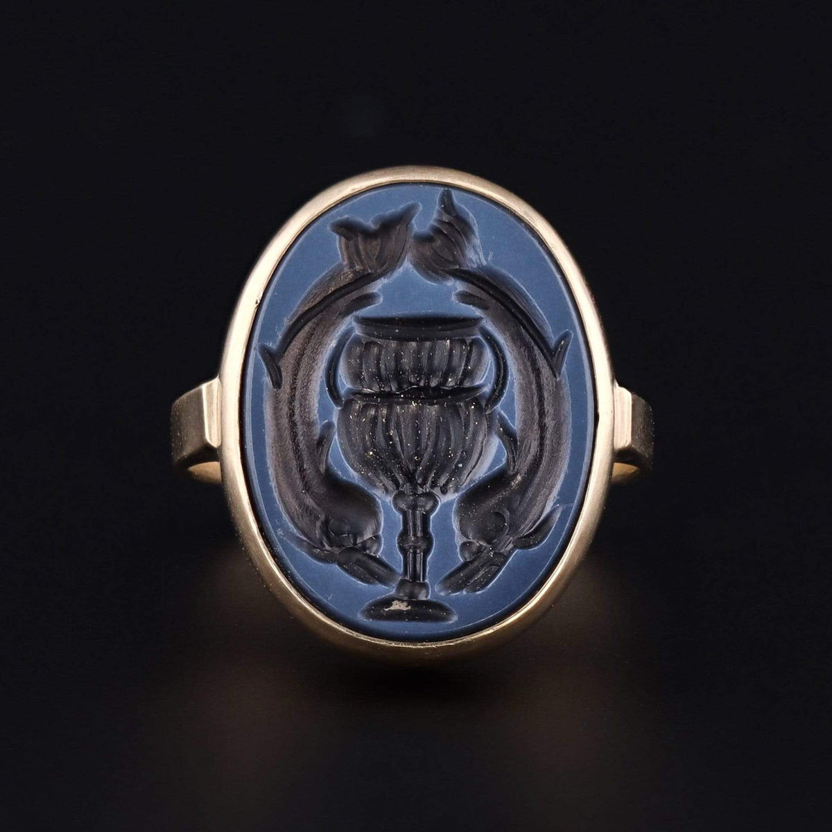 Intaglio Ring | Dolphin Intaglio Ring - Trademark Antiques