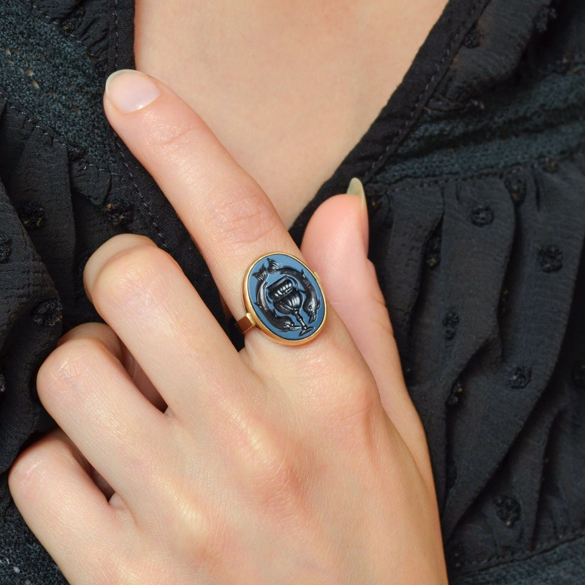 Intaglio Ring | Dolphin Intaglio Ring - Trademark Antiques
