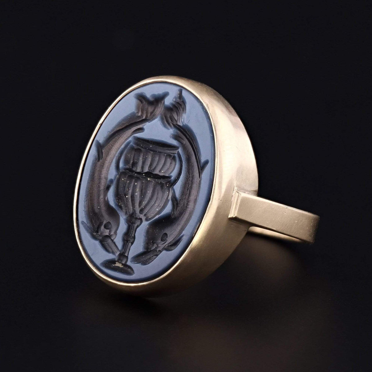 Intaglio Ring | Dolphin Intaglio Ring - Trademark Antiques