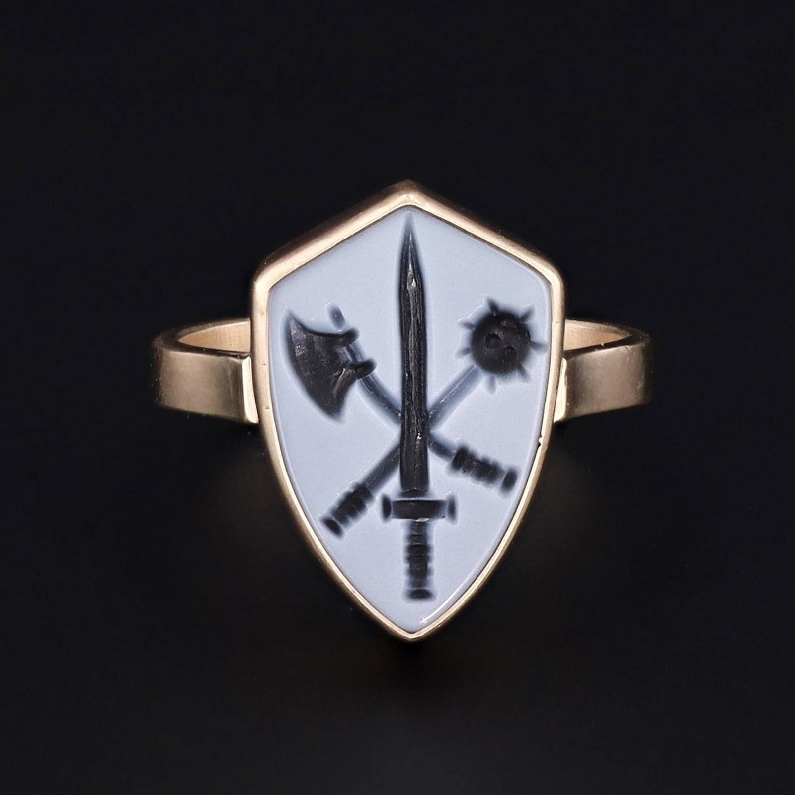 Intaglio Ring | Shield Intaglio Ring - Trademark Antiques
