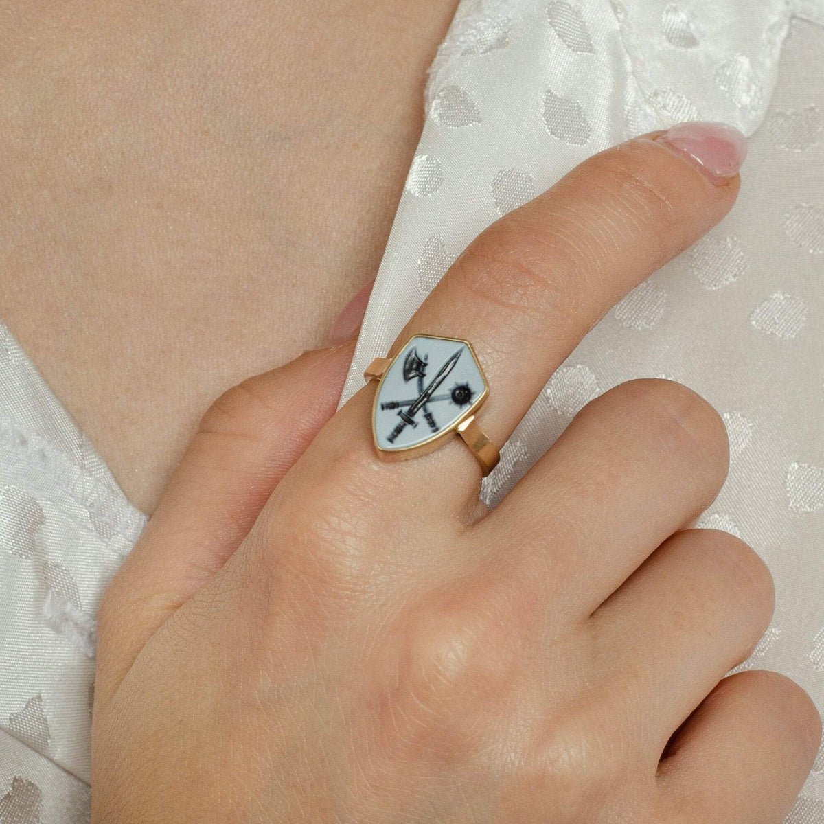 Intaglio Ring | Shield Intaglio Ring - Trademark Antiques