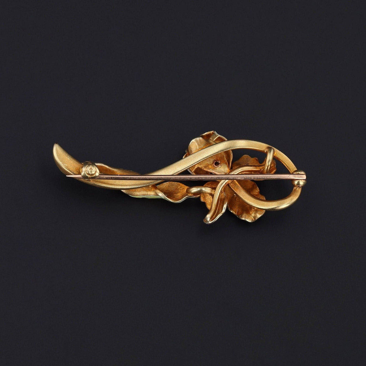 Iris Brooch | 14k Gold, Enamel Brooch - Trademark Antiques