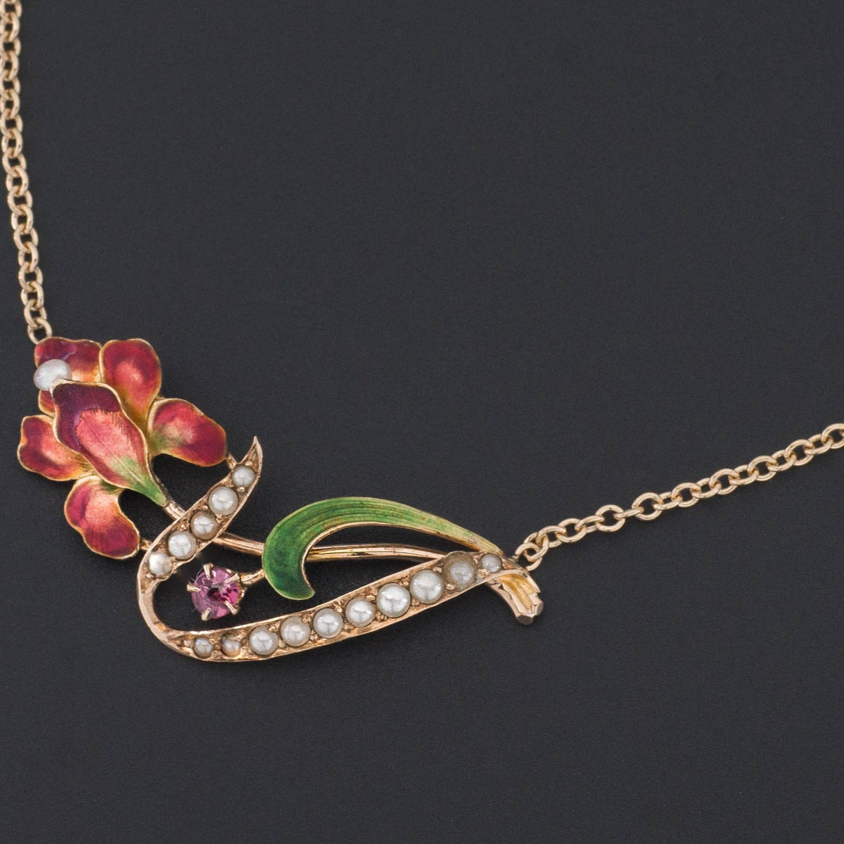 Iris Necklace | 14k Gold Iris Necklace - Trademark Antiques
