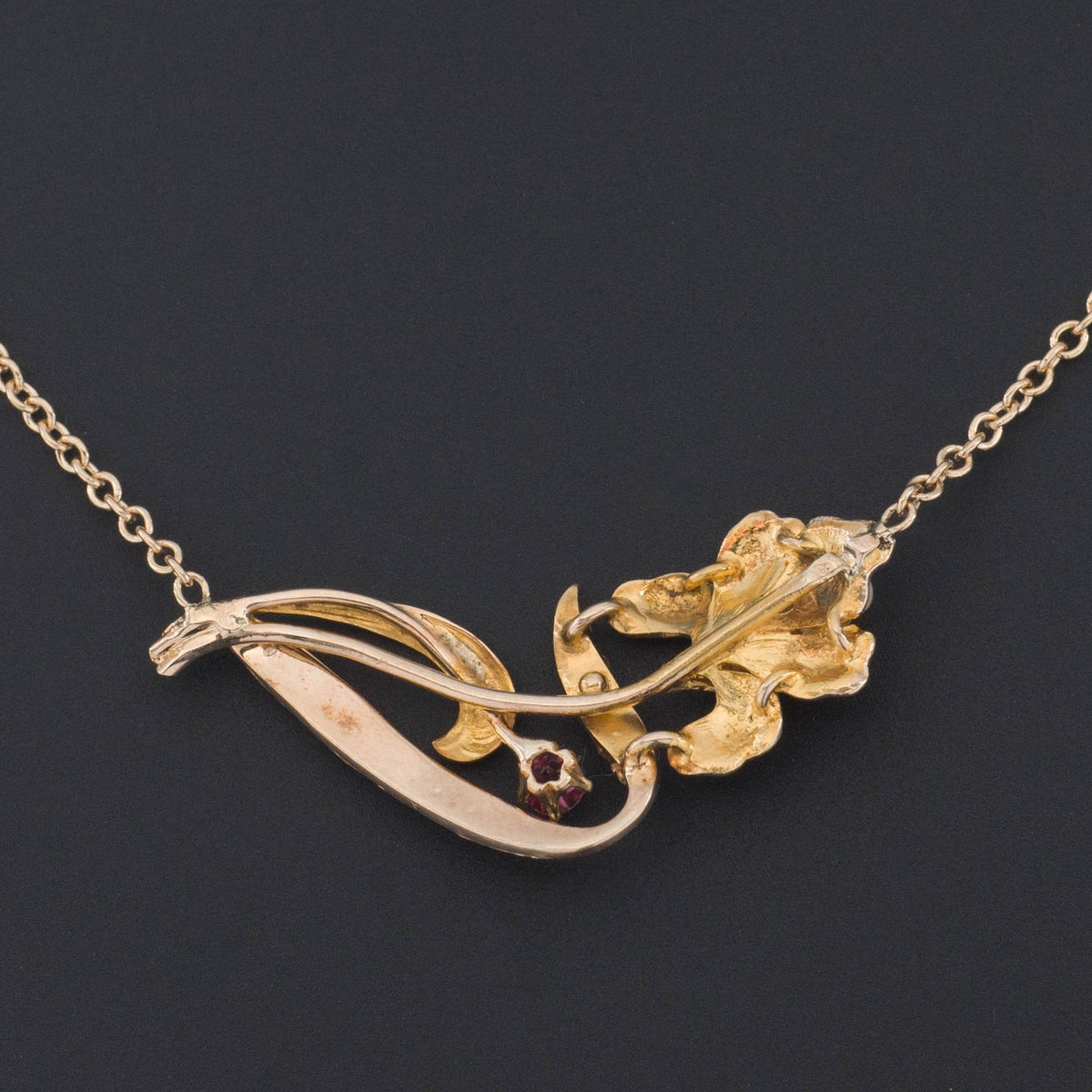 Iris Necklace | 14k Gold Iris Necklace - Trademark Antiques