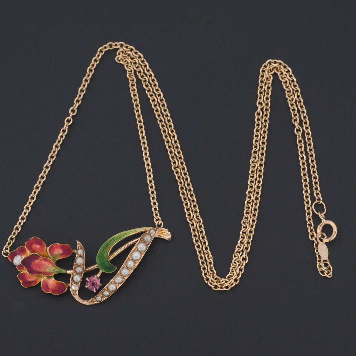 Iris Necklace | 14k Gold Iris Necklace - Trademark Antiques
