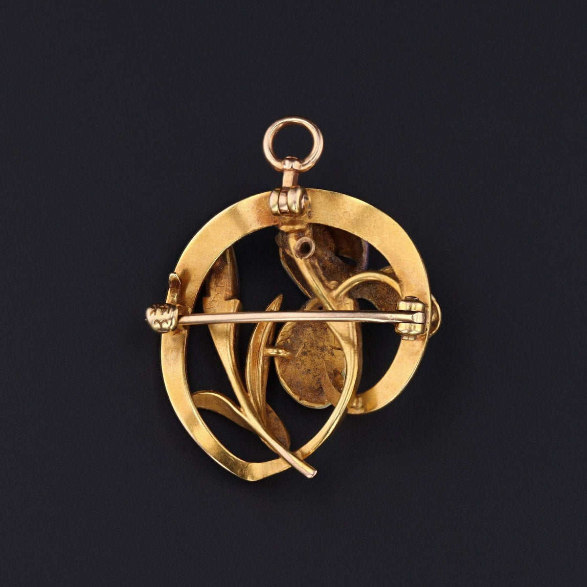 Iris Pendant and Brooch | Antique Enamel Flower Brooch - Trademark Antiques