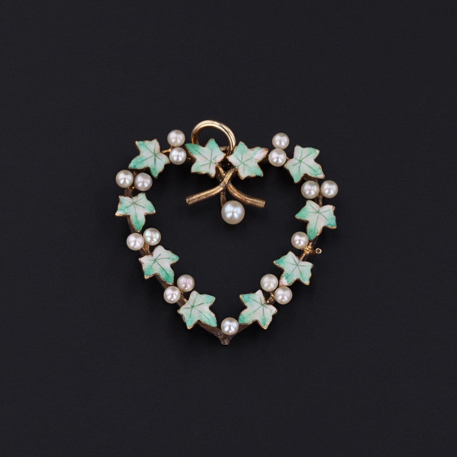 Ivy Pendant | 10k Gold Heart Pendant - Trademark Antiques
