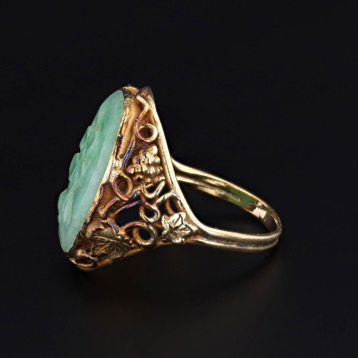 Jade Ring | Flower Ring - Trademark Antiques
