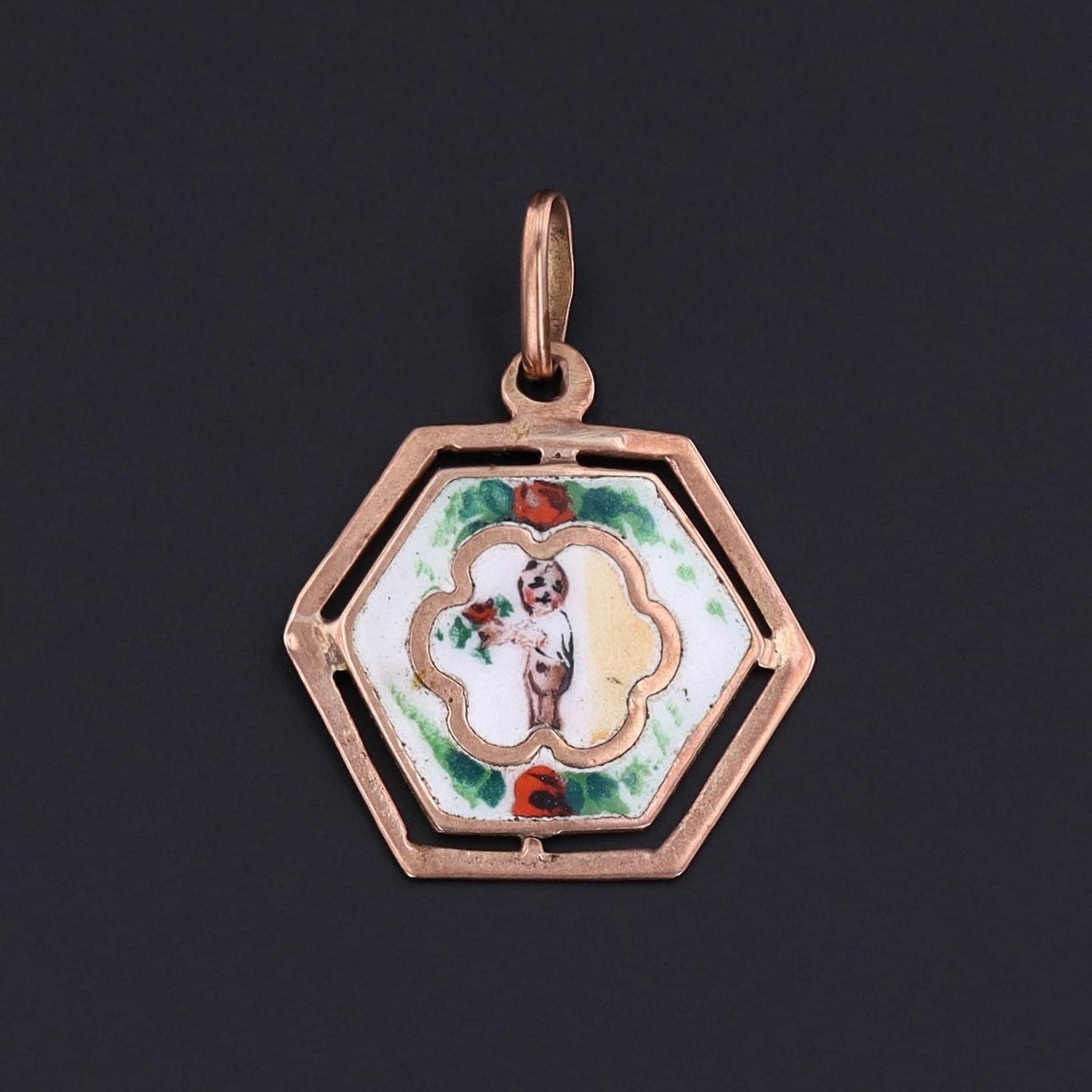 Kewpie Doll or Child Charm | Antique Enamel Charm - Trademark Antiques