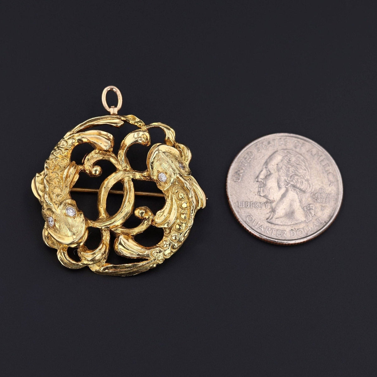 Koi Pendant or Brooch | Vintage Pisces Pendant - Trademark Antiques