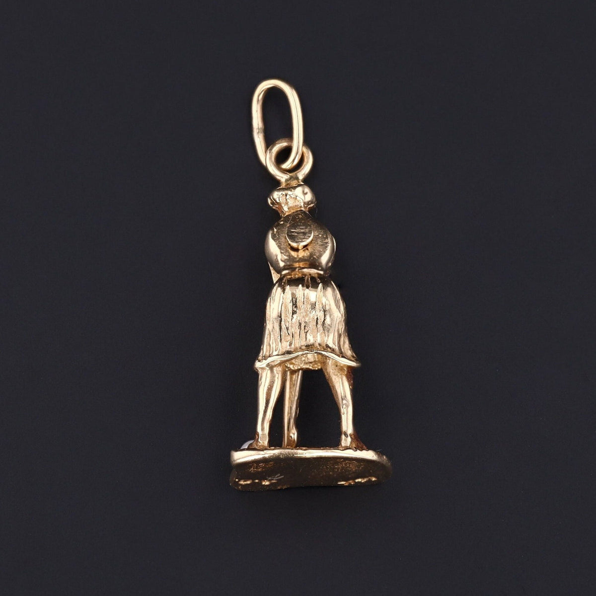 Lady Golfer Charm | 14k Gold &amp; Pearl Golfer Charm - Trademark Antiques