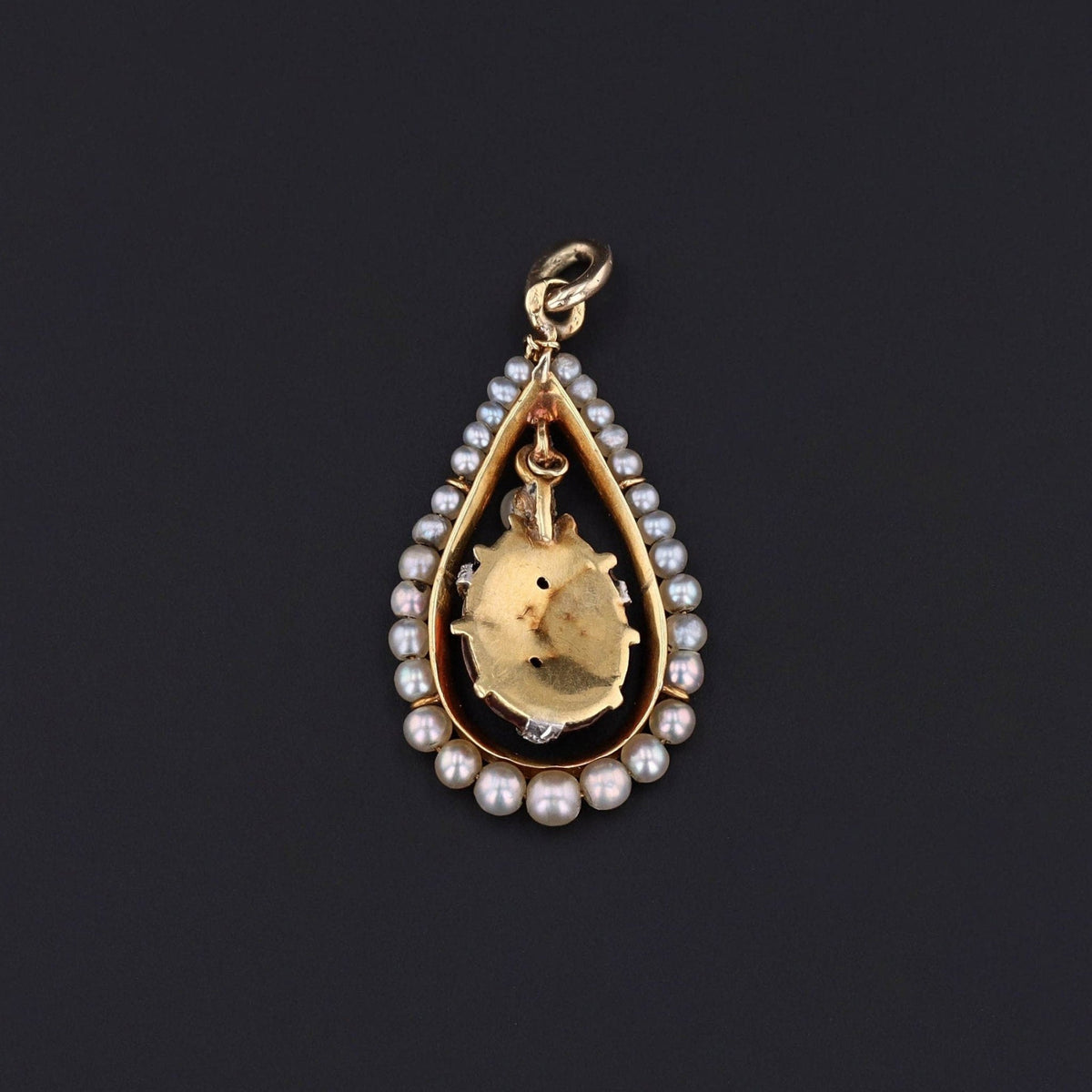 Ladybug Pendant | 18k Gold, Enamel, Pearl &amp; Diamond Pendant - Trademark Antiques