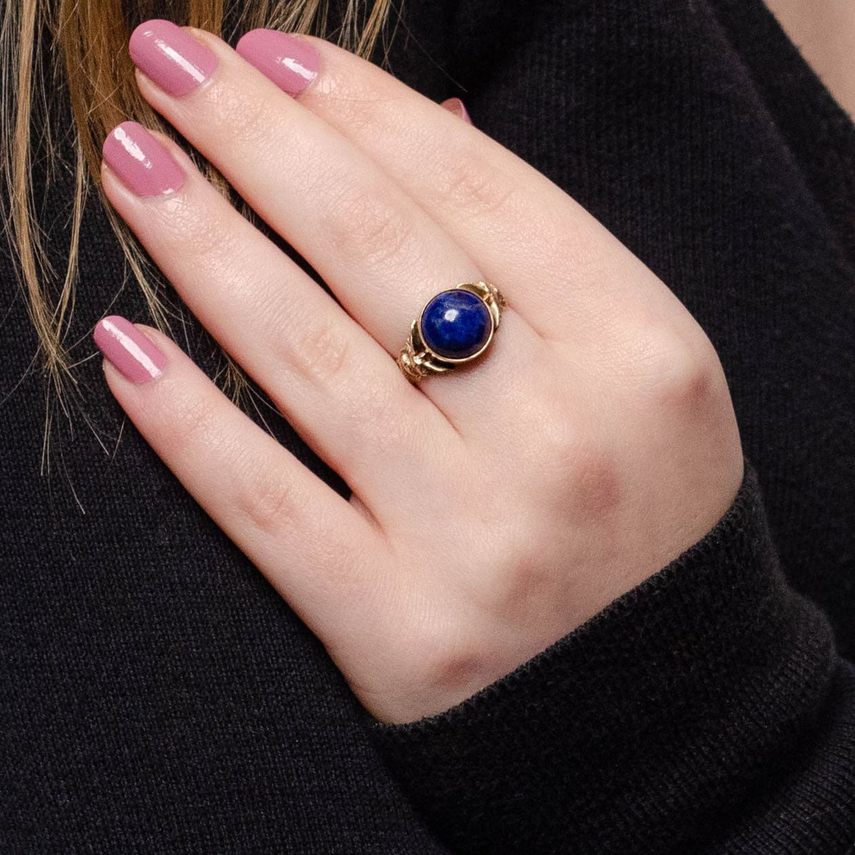 Lapis Lazuli Caduceus Ring of 14k Gold - Trademark Antiques