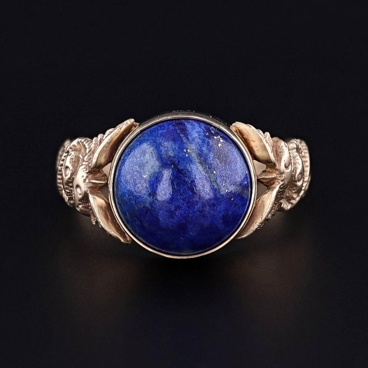 Lapis Lazuli Caduceus Ring of 14k Gold - Trademark Antiques
