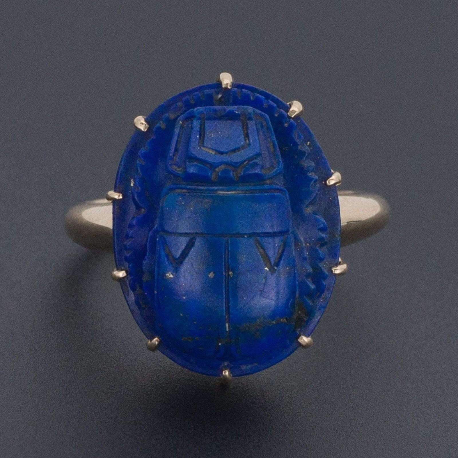 Lapis Scarab Ring | Vintage Ring - Trademark Antiques