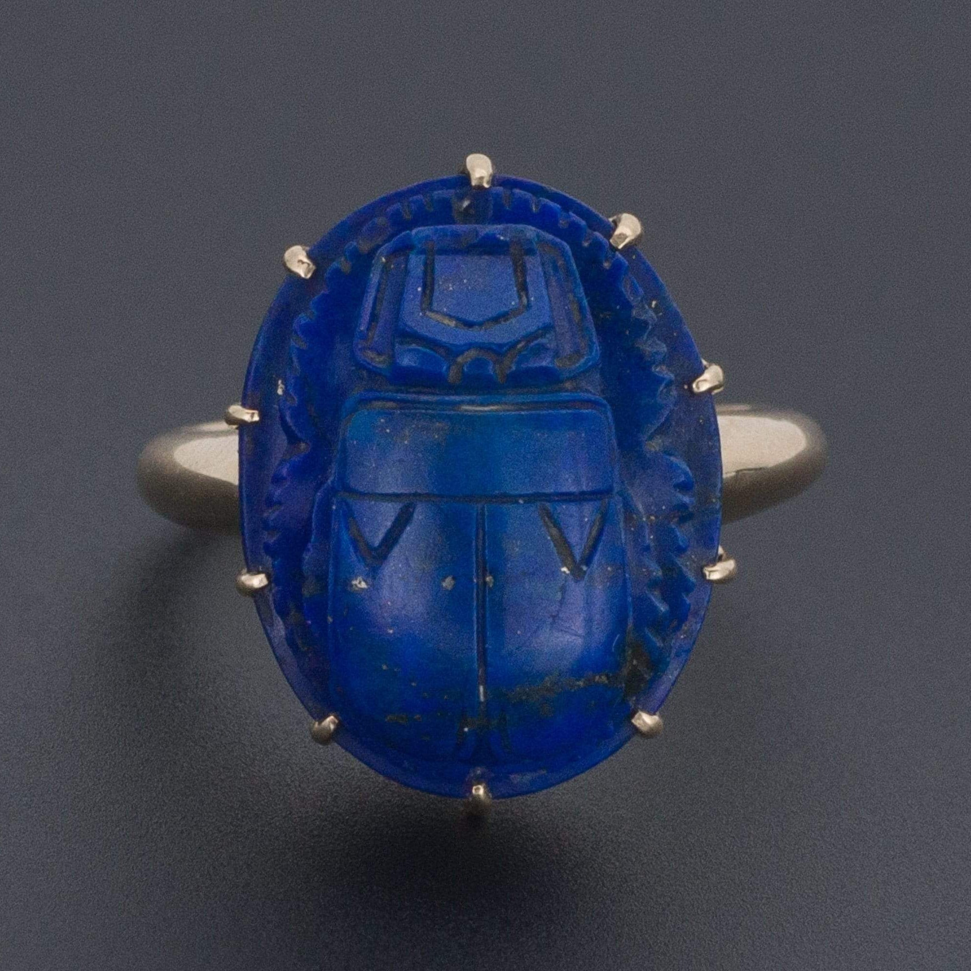 Lapis Scarab Ring | Vintage Ring - Trademark Antiques