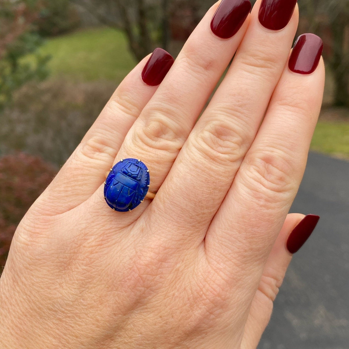 Lapis Scarab Ring | Vintage Ring - Trademark Antiques