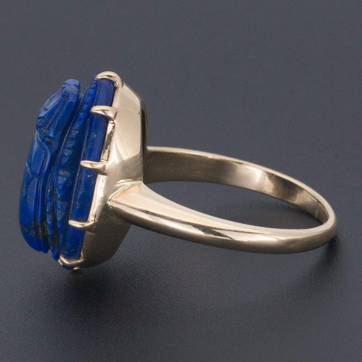 Lapis Scarab Ring | Vintage Ring - Trademark Antiques