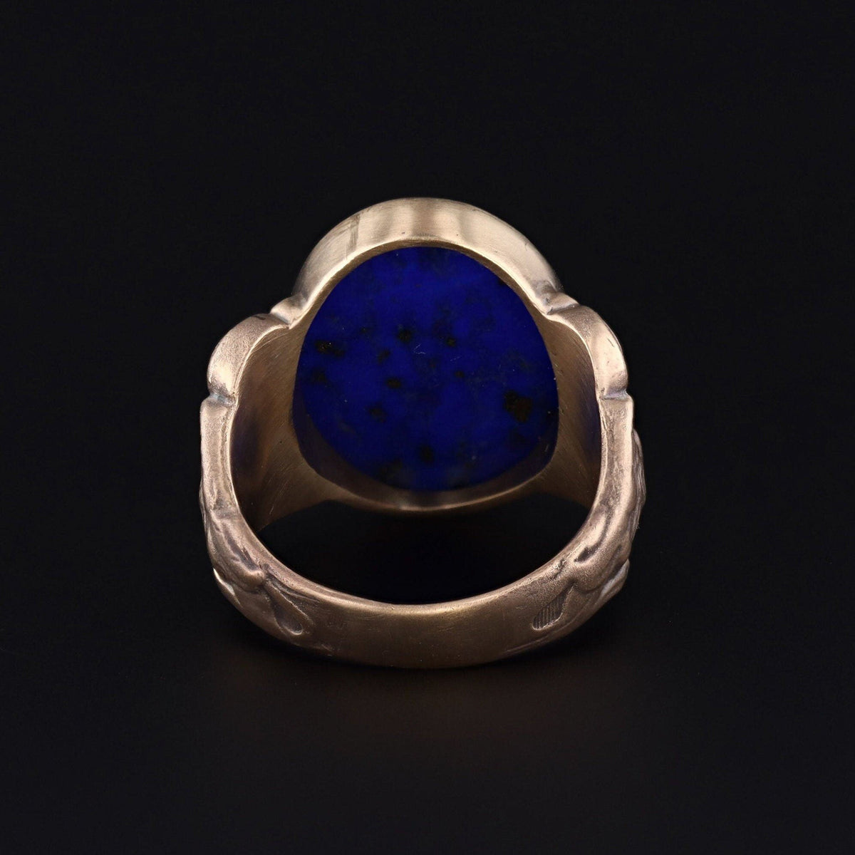 Lapis Statement Ring | 14k Gold Sphinx Ring - Trademark Antiques