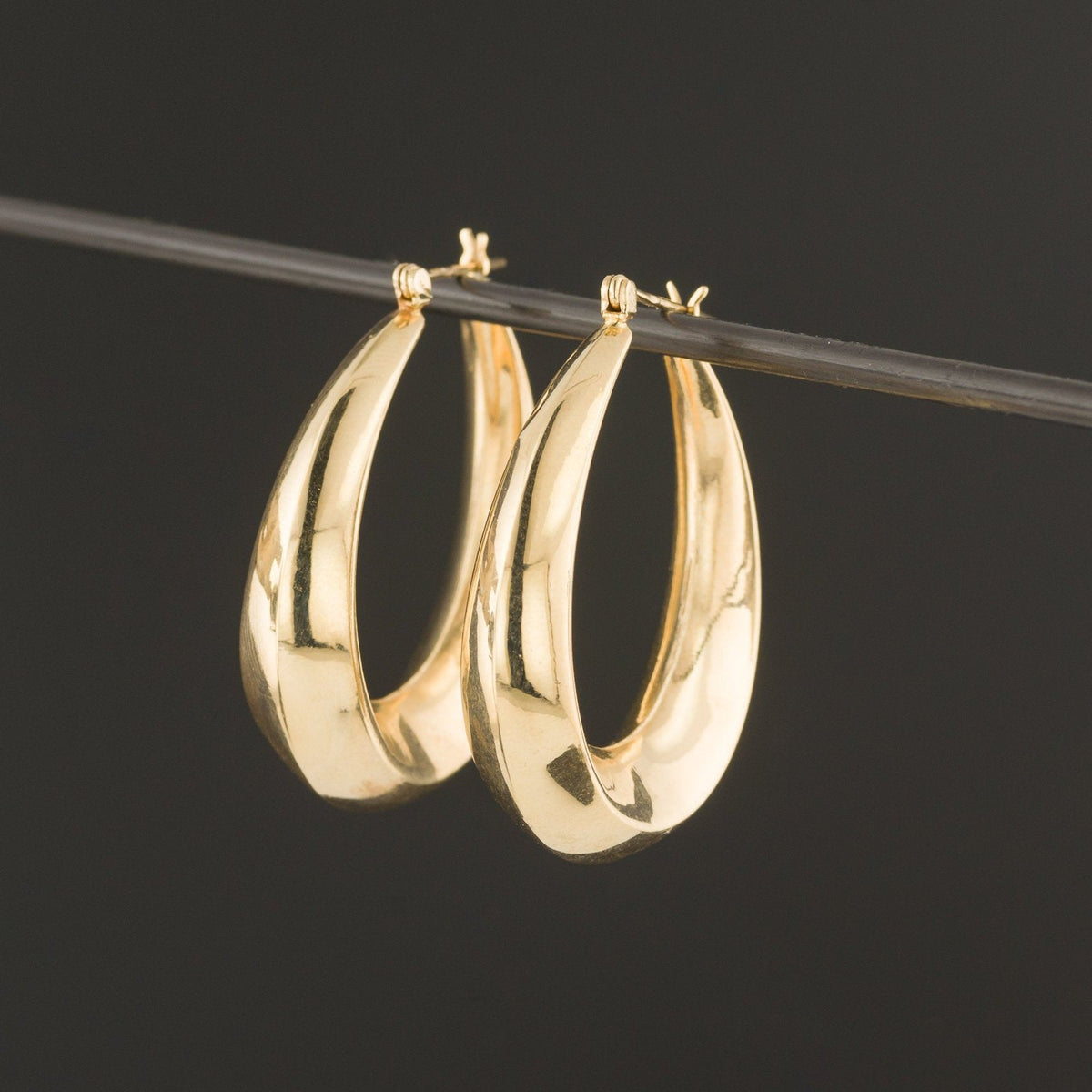 Large 14k Gold Hoop Earrings | Vintage 14k Gold Earrings - Trademark Antiques