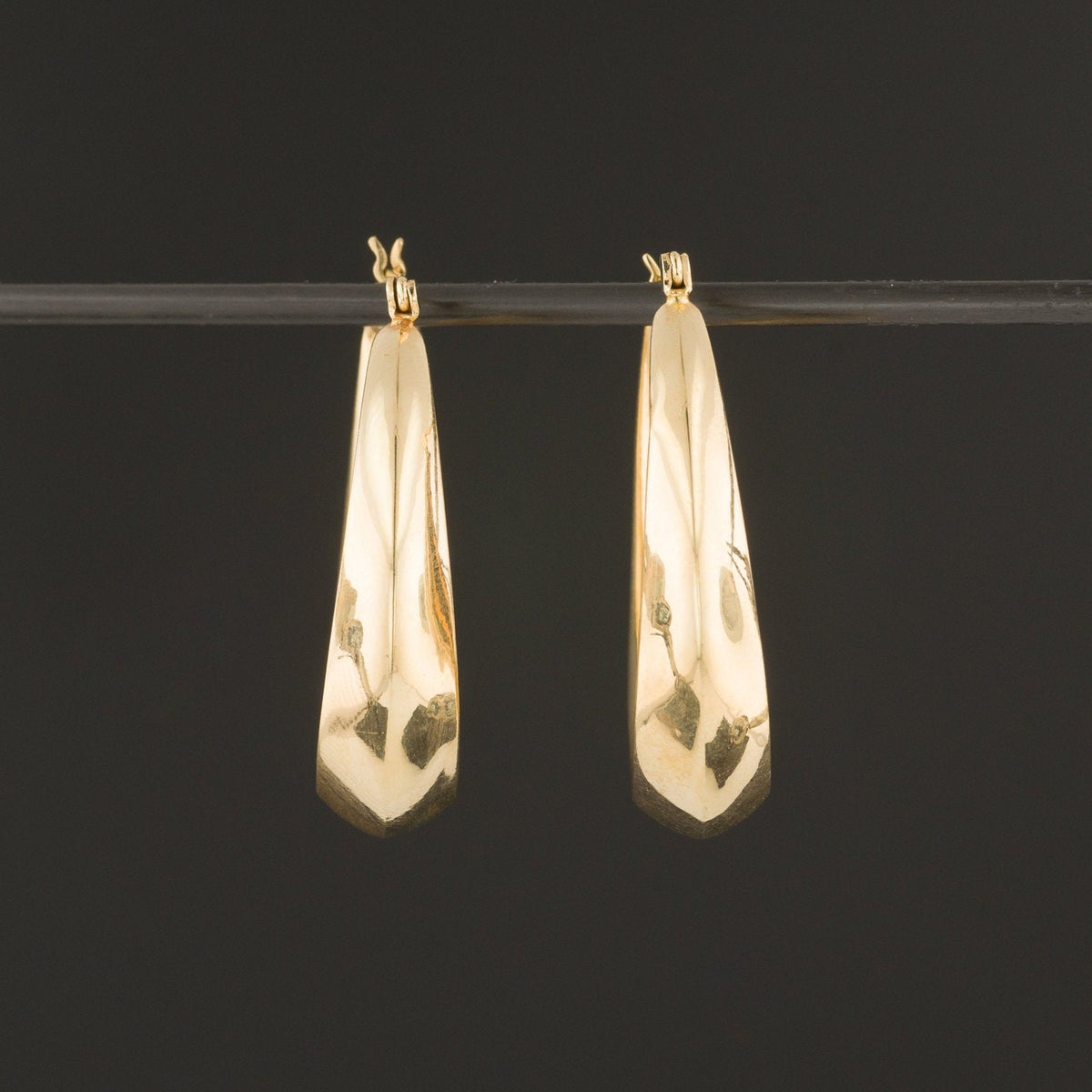 Large 14k Gold Hoop Earrings | Vintage 14k Gold Earrings - Trademark Antiques