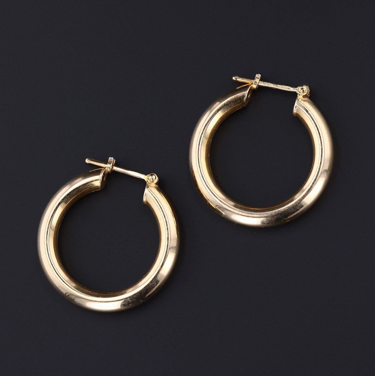 Large 14k Gold Hoop Earrings | Vintage 14k Gold Earrings - Trademark Antiques