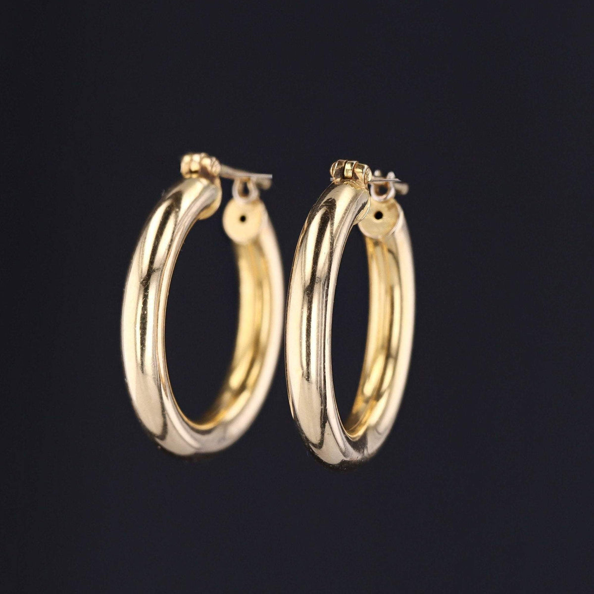 Large 14k Gold Hoop Earrings | Vintage 14k Gold Earrings - Trademark Antiques