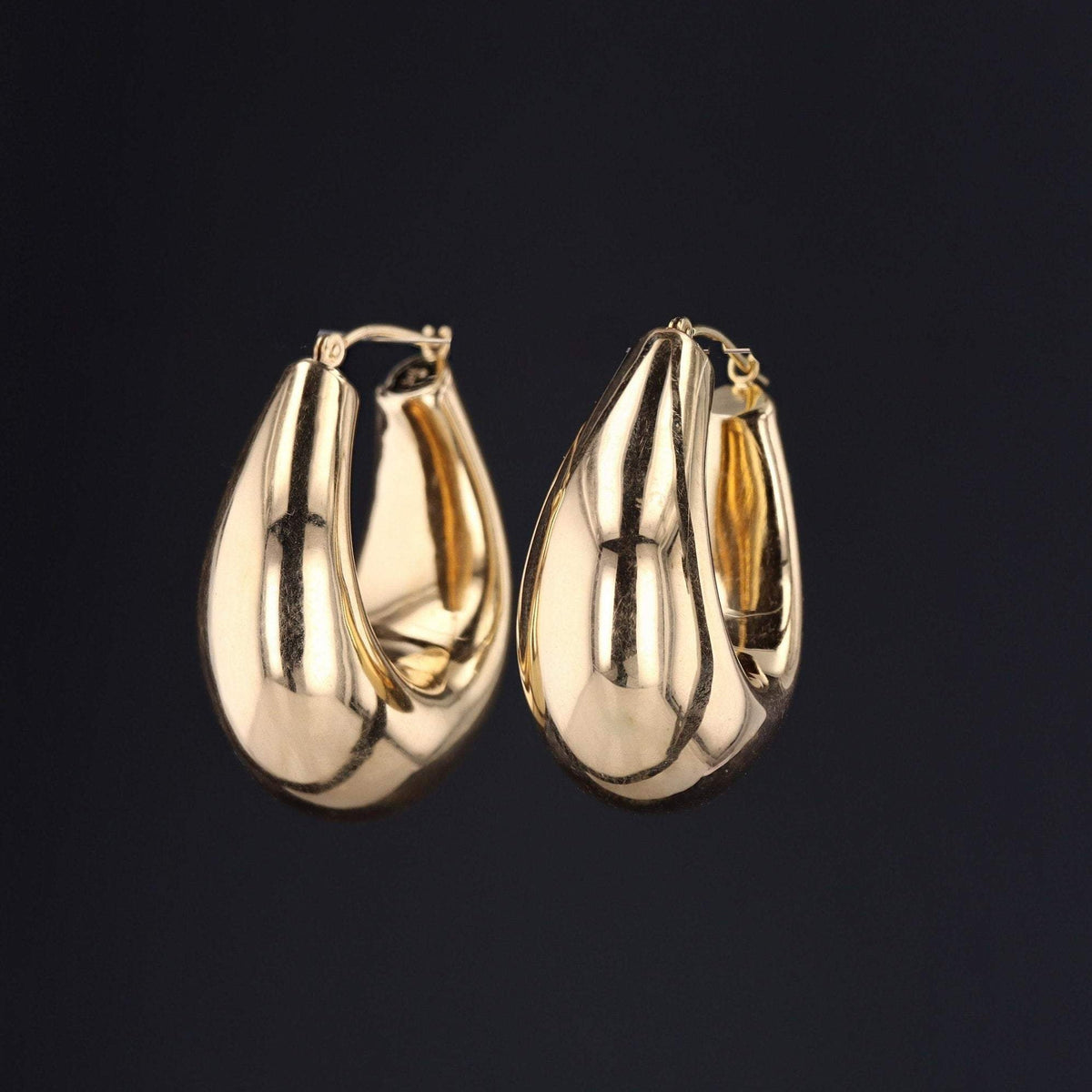 Large 14k Gold Hoop Earrings | Vintage 14k Gold Earrings - Trademark Antiques