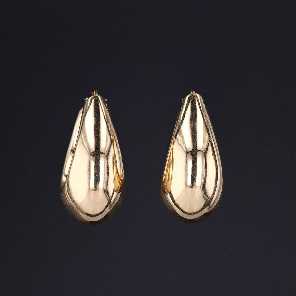 Large 14k Gold Hoop Earrings | Vintage 14k Gold Earrings - Trademark Antiques