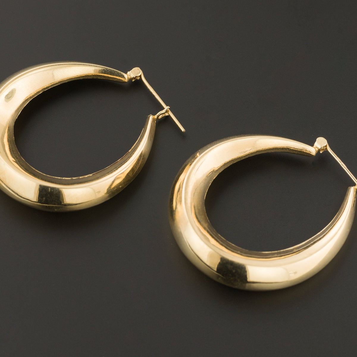 Large 14k Gold Hoop Earrings | Vintage 14k Gold Earrings - Trademark Antiques
