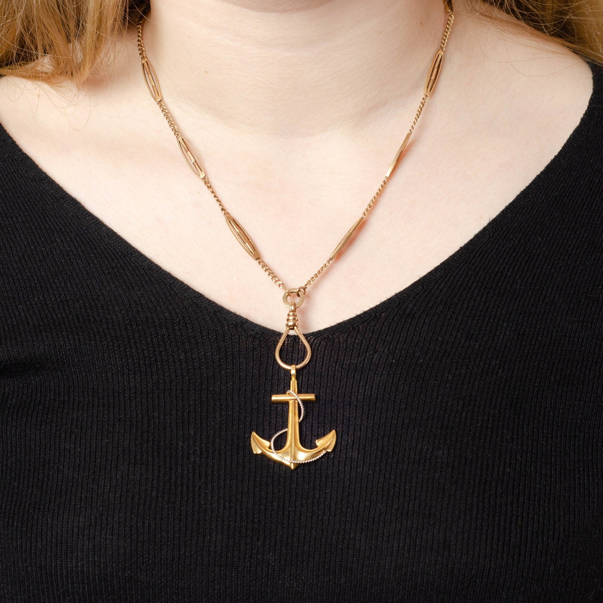 Large Anchor Charm | Gold Anchor Charm - Trademark Antiques