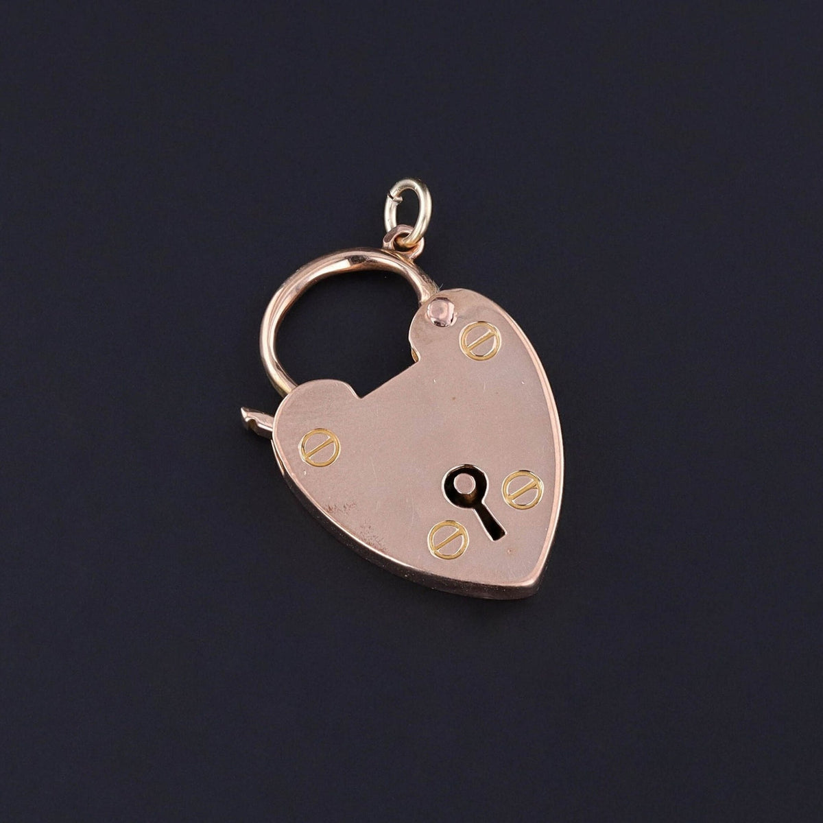 Large Antique Heart Padlock Pendant or Bracelet Clasp of 15ct Gold - Trademark Antiques
