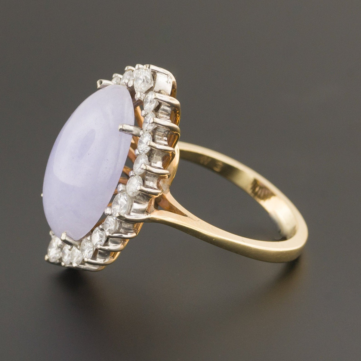 Lavender Jade &amp; Diamond Ring | Vintage Ring - Trademark Antiques