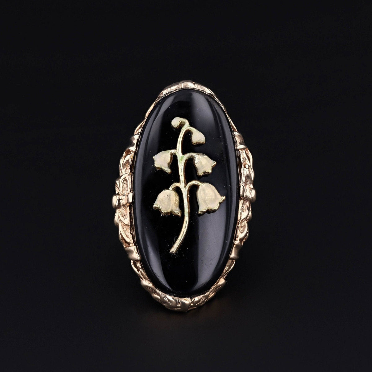 Lily of the Valley Ring | Onyx Ring - Trademark Antiques